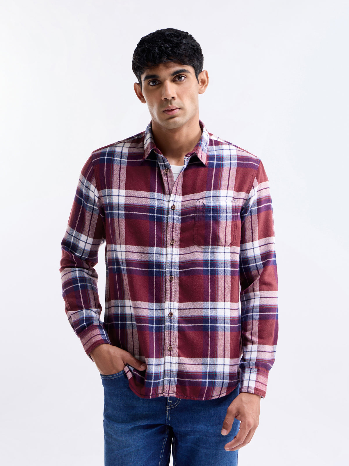 Red check Regular Fit Shirt - Red t4option_0