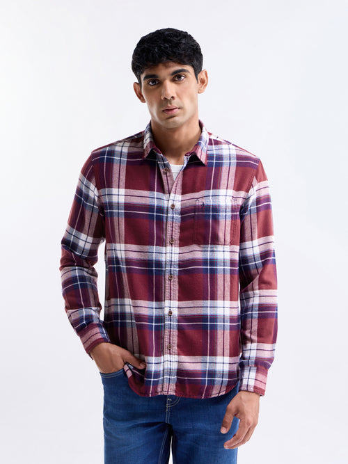 Red check Regular Fit Shirt - Red t4option_0