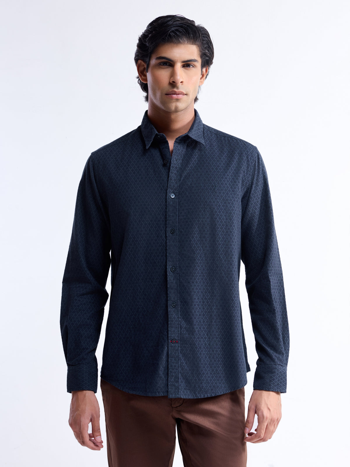 Solid Regular Fit Shirt - Navy t4option_1