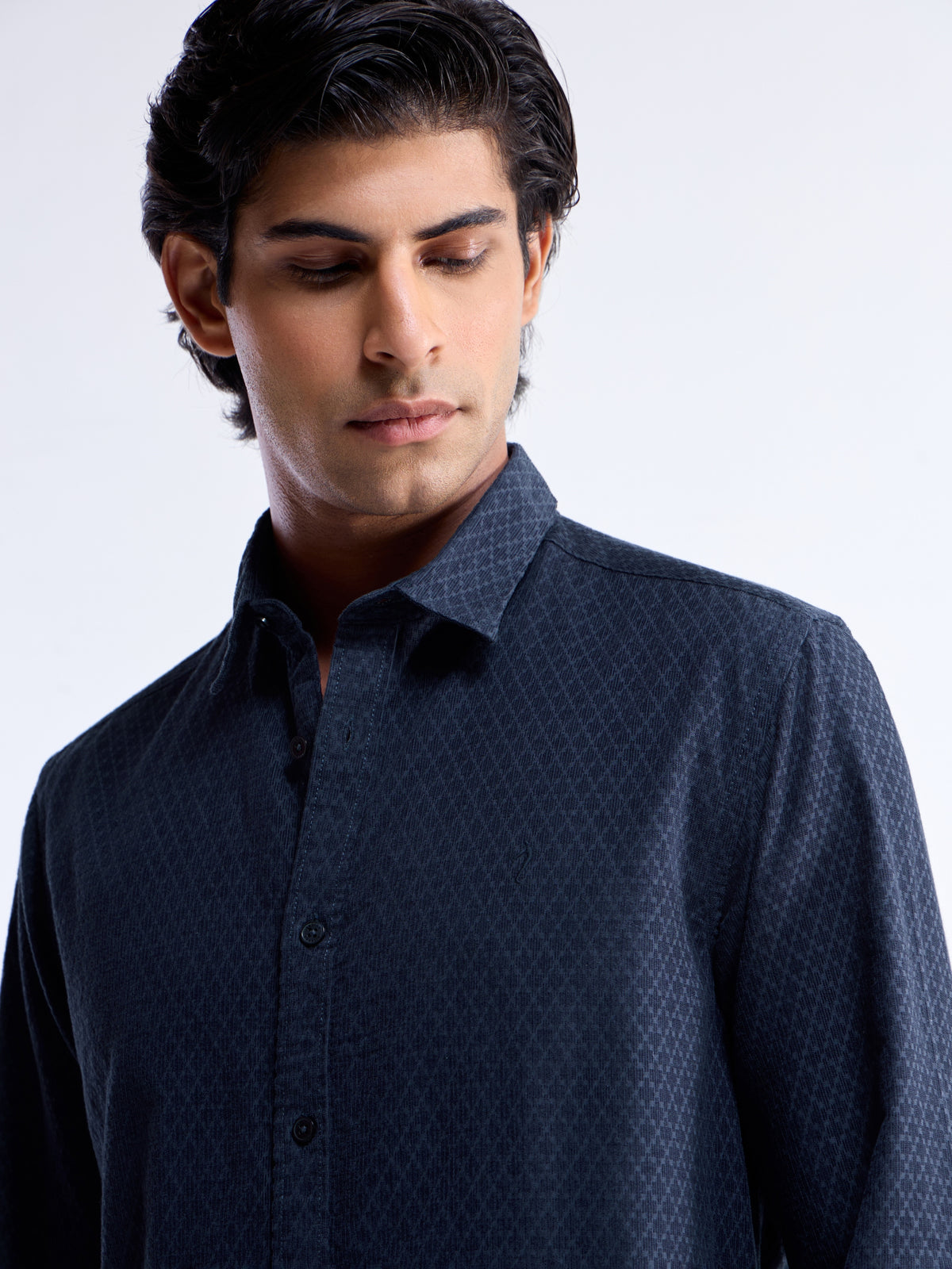 Solid Regular Fit Shirt - Navy t4option_1