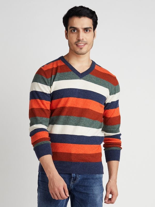 Buy Striped Lambswool Blend Sweater Online