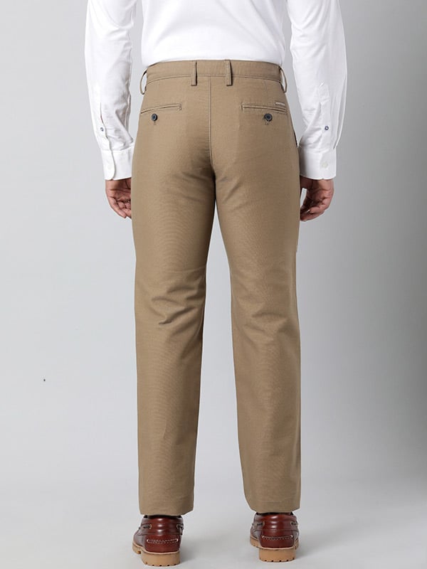 Buy Indian Terrain Cream Solid Slim Fit Trousers for Men Online @ Tata CLiQ