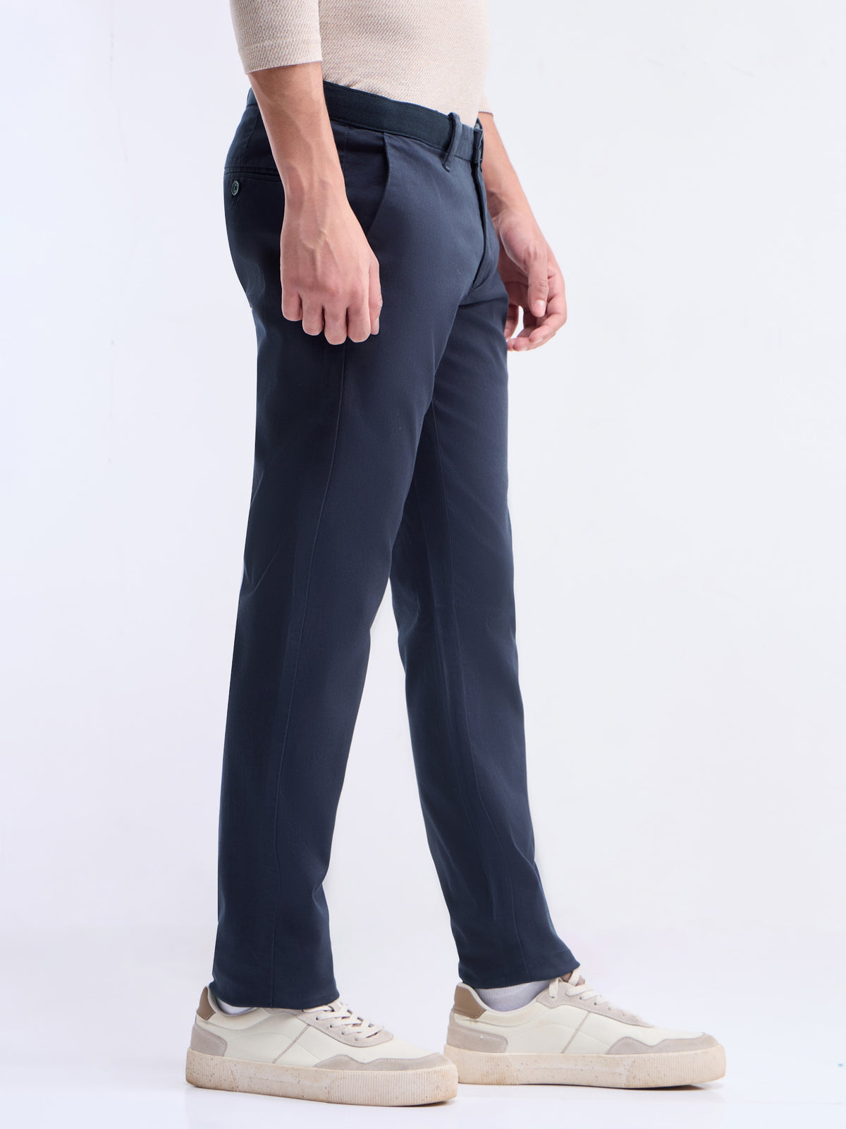 Solid Slim Fit Trousers - Dark Navy t4option_3