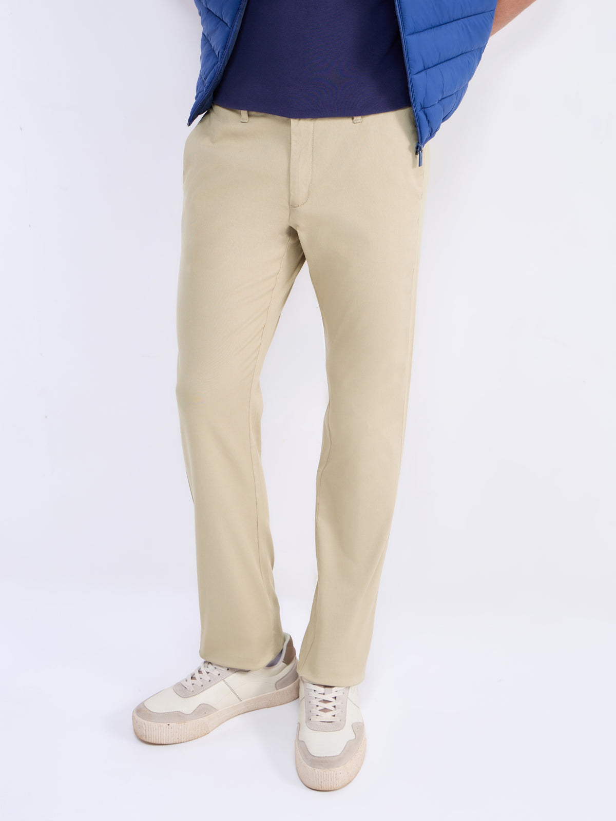 Solid Slim Fit Trousers - Lt Khaki t4option_7