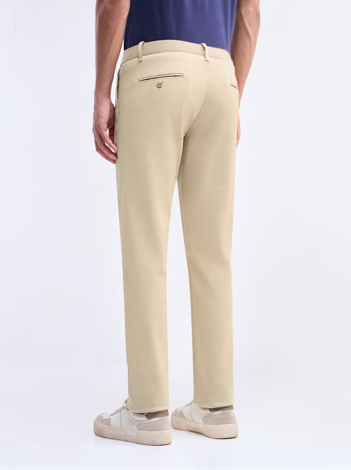 Solid Slim Fit Trousers - Lt Khaki t4option_7