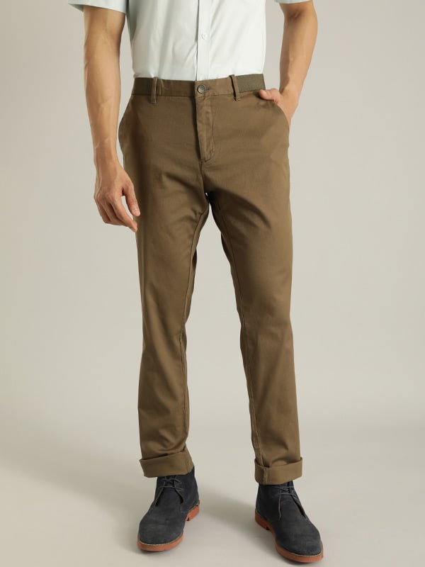 Buy Indian Terrain Beige Low Rise Flat Front Trousers for Men Online @ Tata  CLiQ
