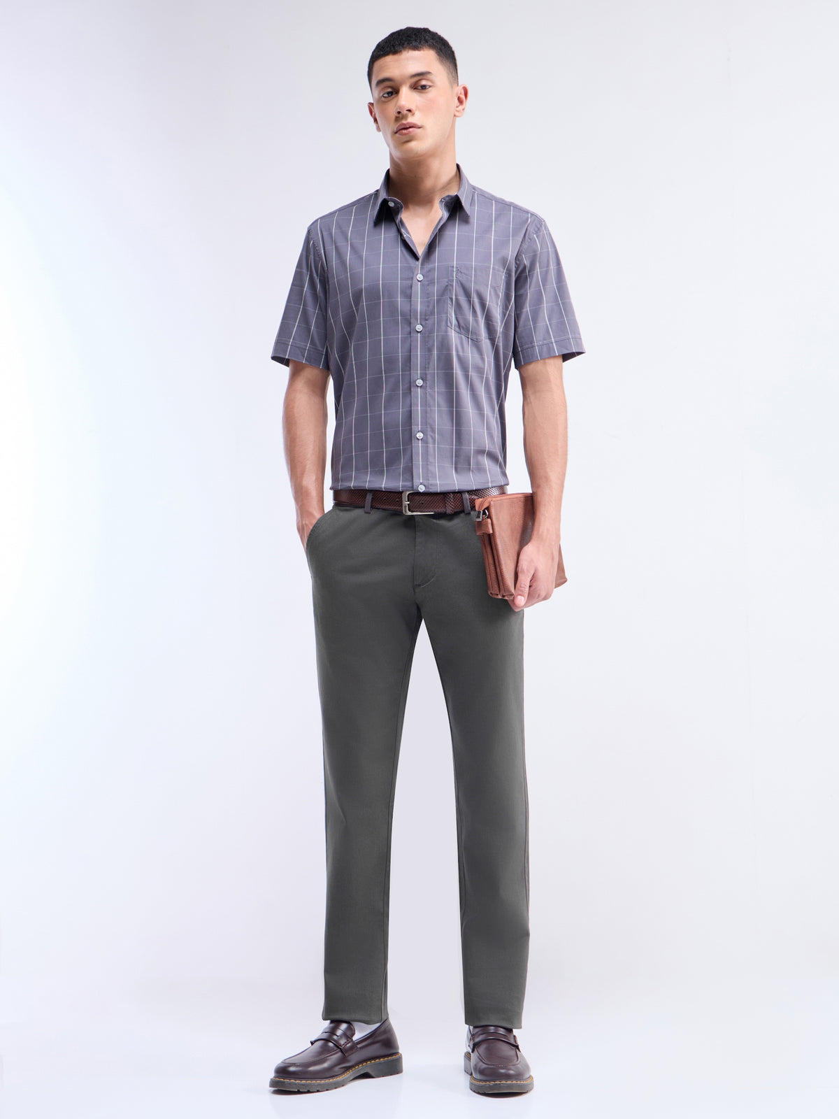 Brooklyn Fit Cotton Stretch Trousers - Dark Grey t4option_7