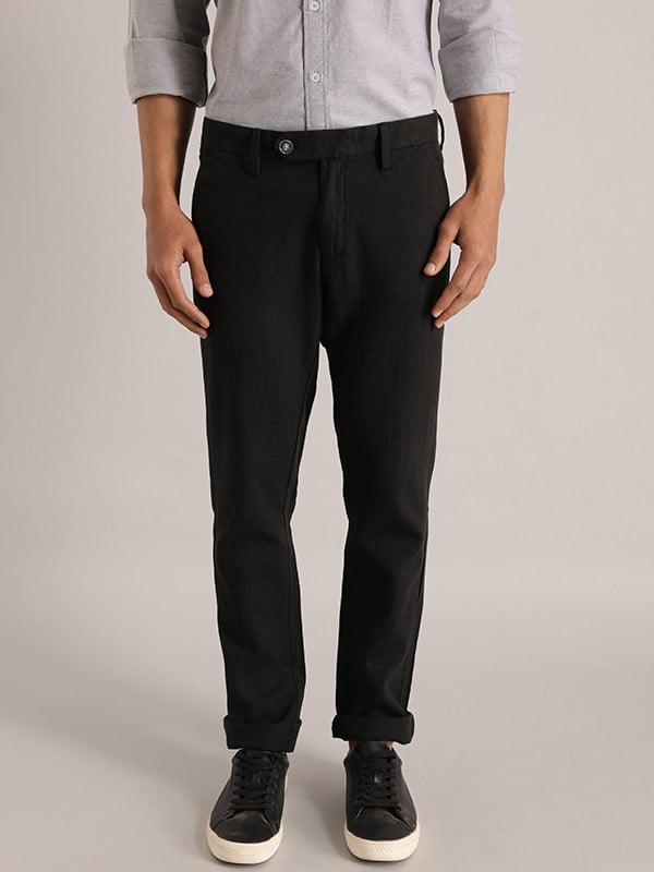 Buy Men's Brooklyn Fit Linen Blend Trouser Online | Indian Terrain