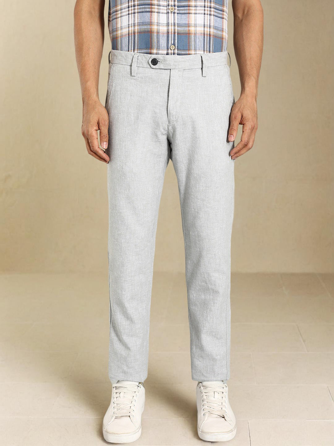 Buy Men Brooklyn Fit Linen Blend Trouser Online | Indian Terrain