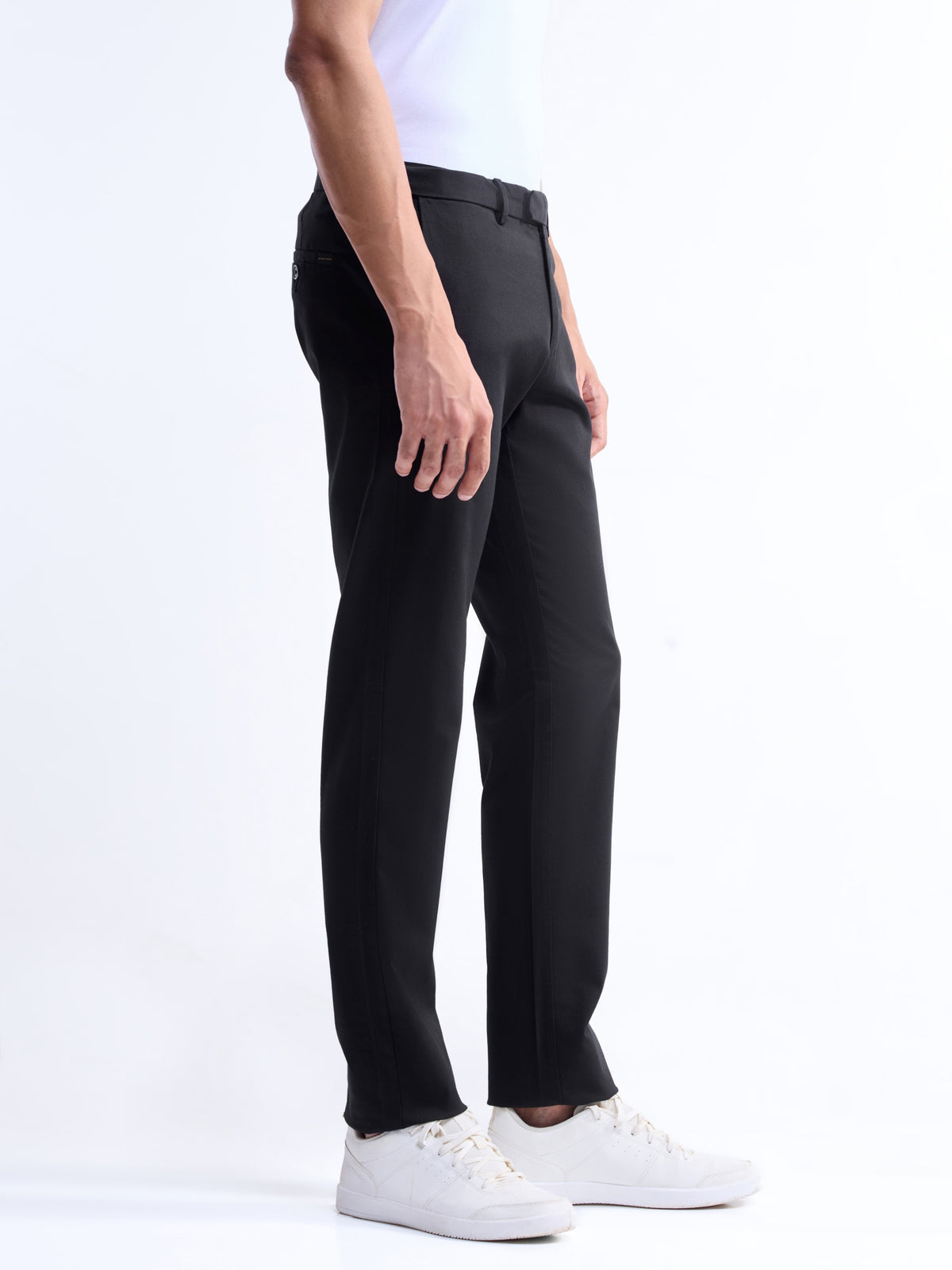 Solid Slim Fit Trousers - Black t4option_4