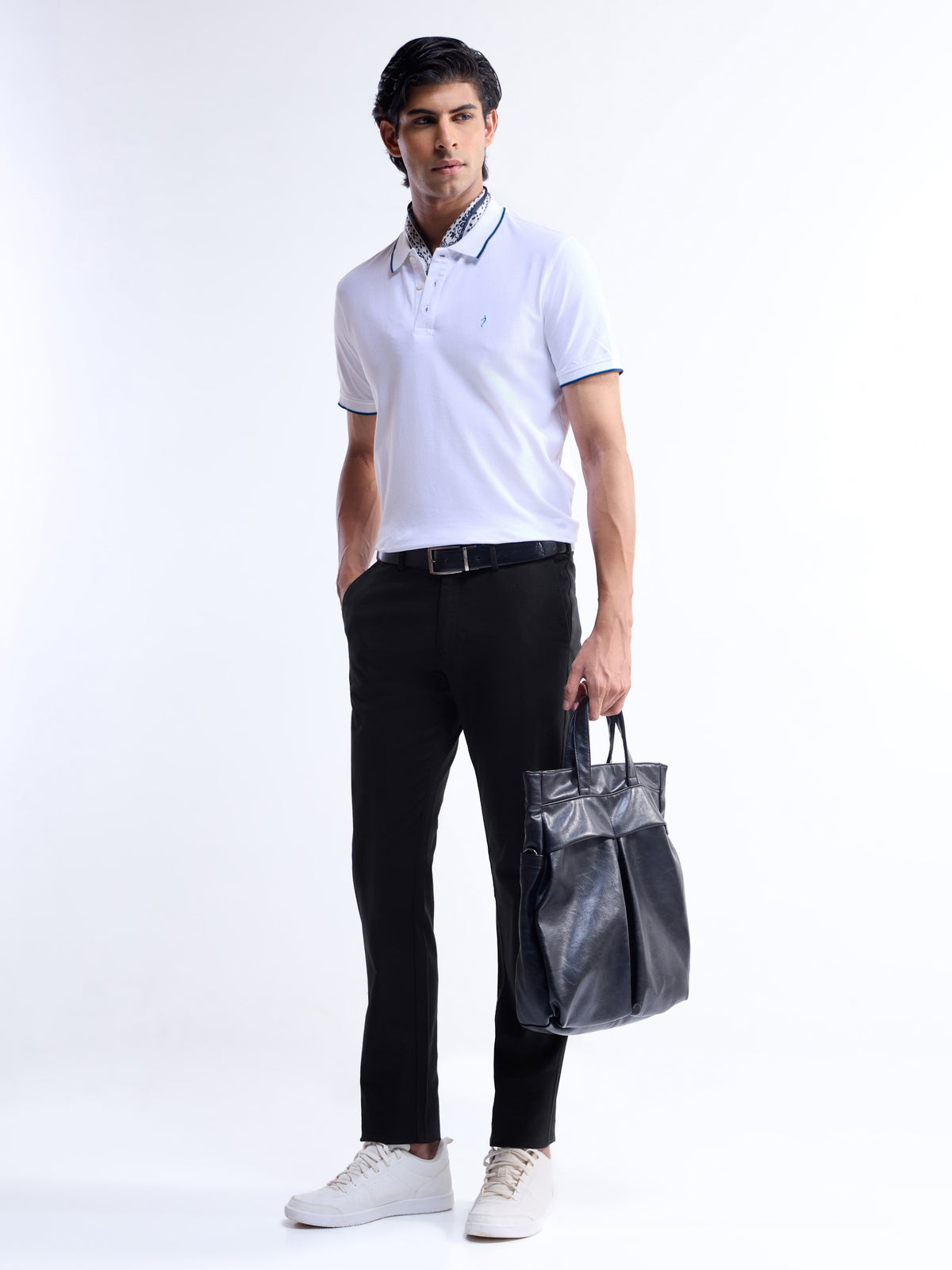 Solid Slim Fit Trousers - Black t4option_4