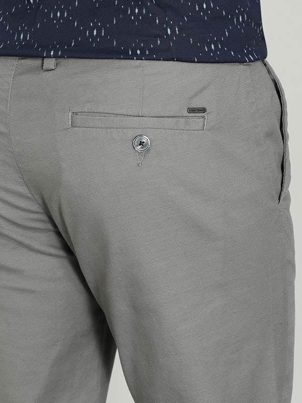 Solid Slim Fit Trousers - Grey t4option_2