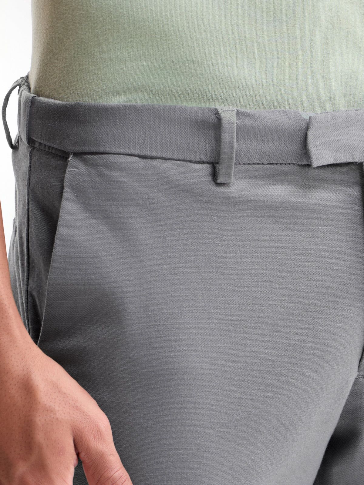Solid Slim Fit Trousers - Grey t4option_2