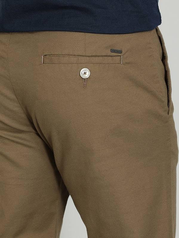 Solid Slim Fit Trousers - Tan t4option_3