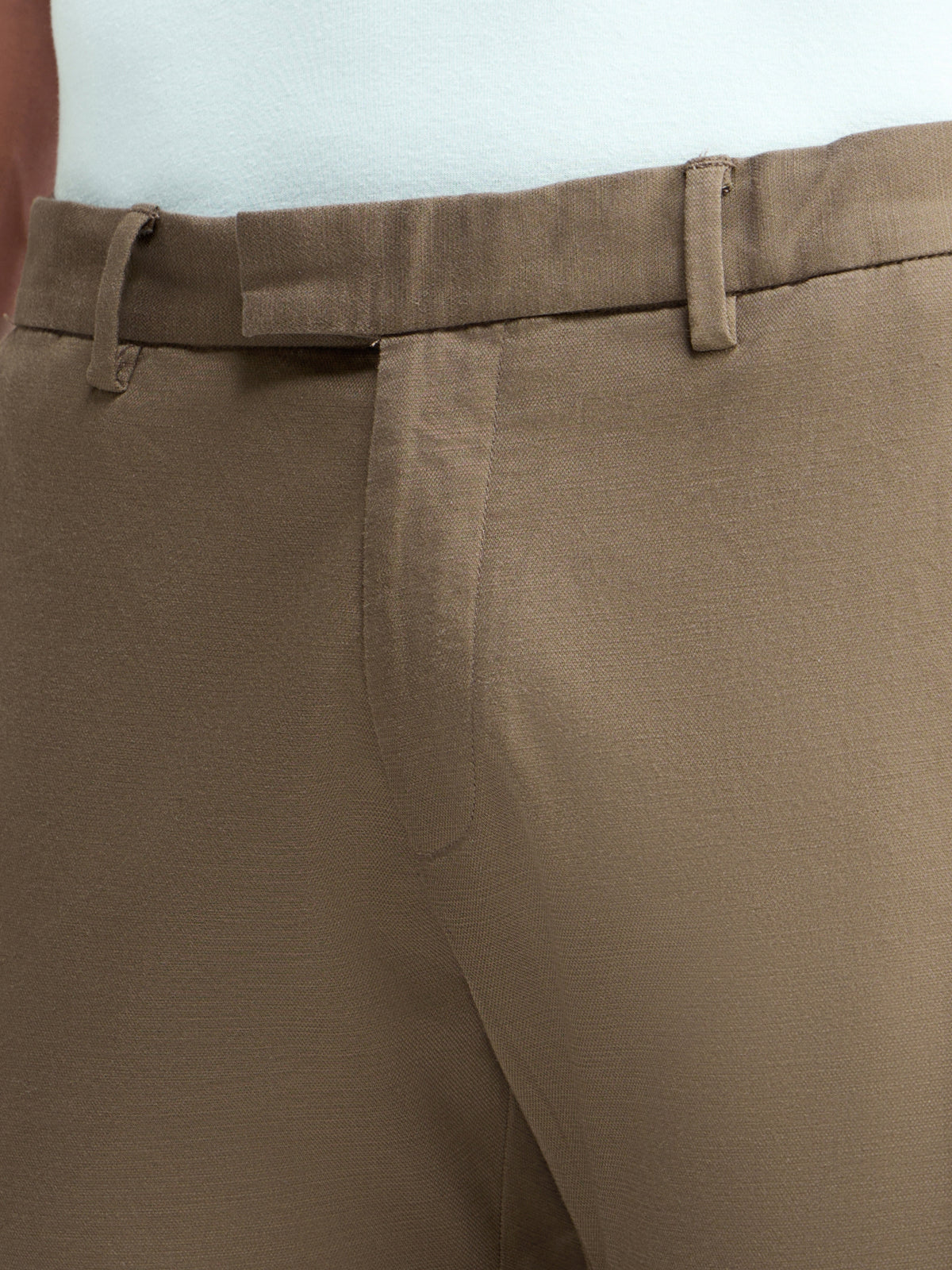 Solid Slim Fit Trousers - Tan t4option_3