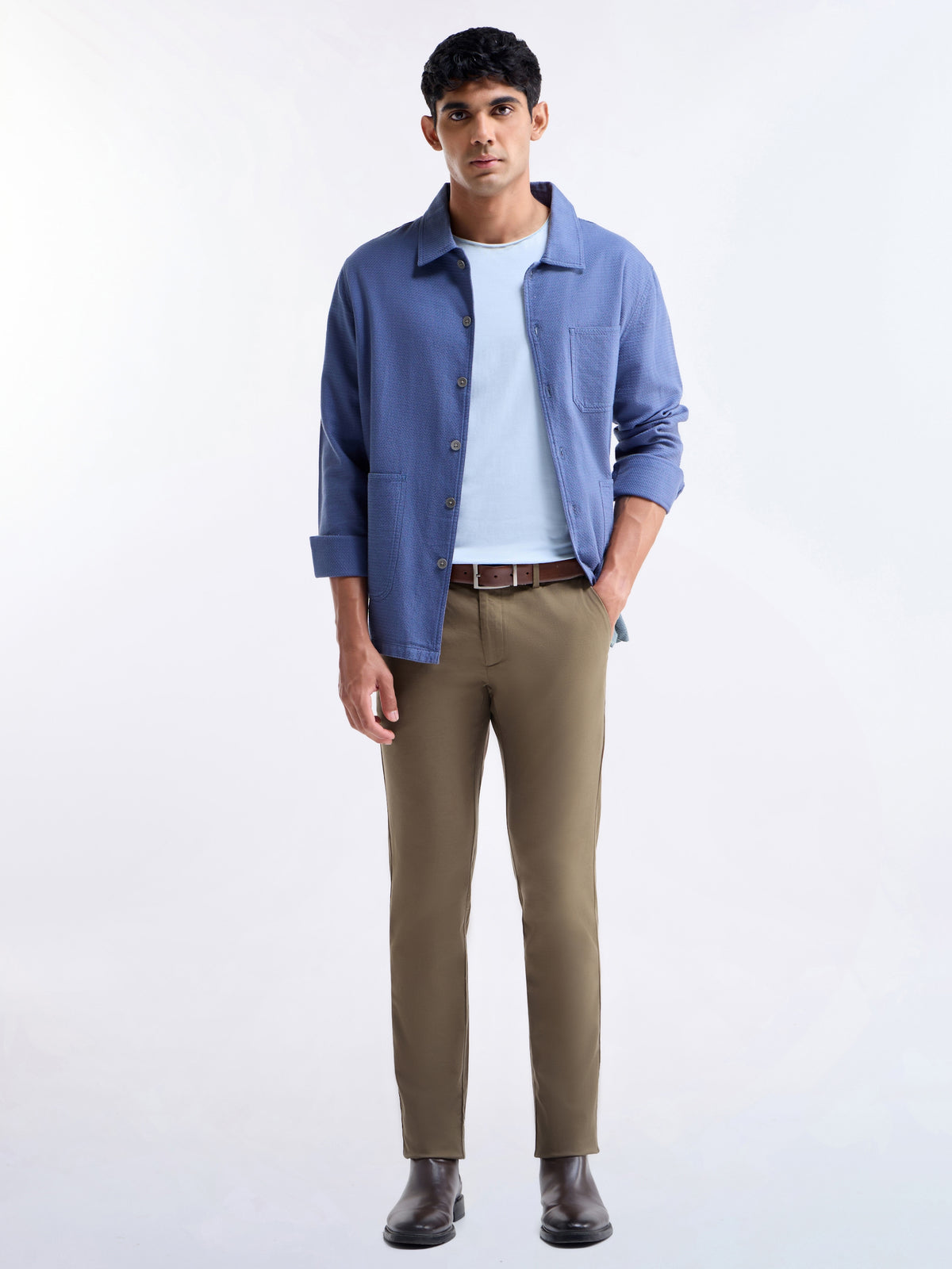 Solid Slim Fit Trousers - Tan t4option_3