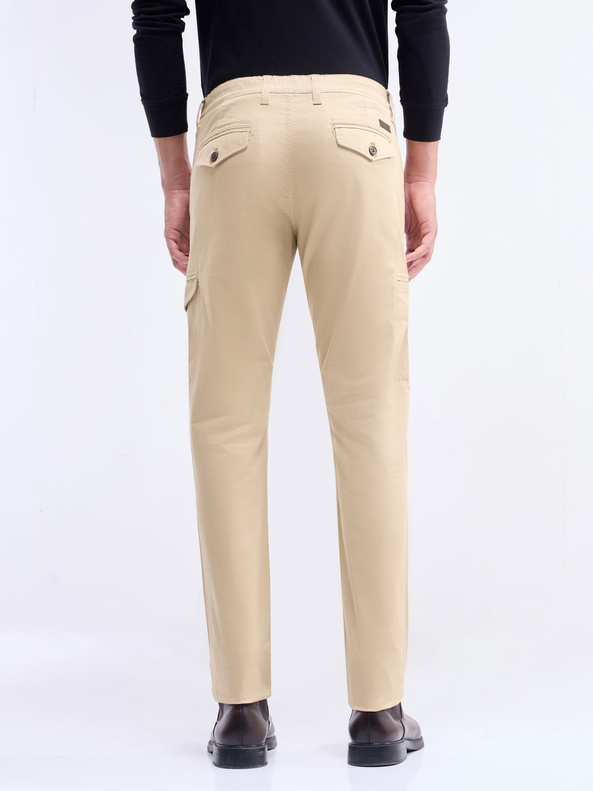 Solid Slim Fit Trousers - Stone t4option_2