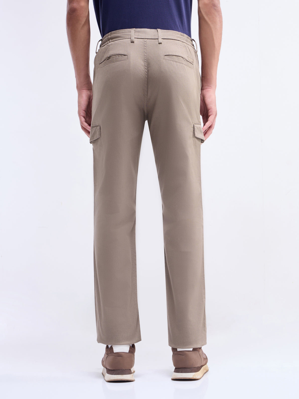 Solid Regular Fit Trousers - Lt Brown t4option_0
