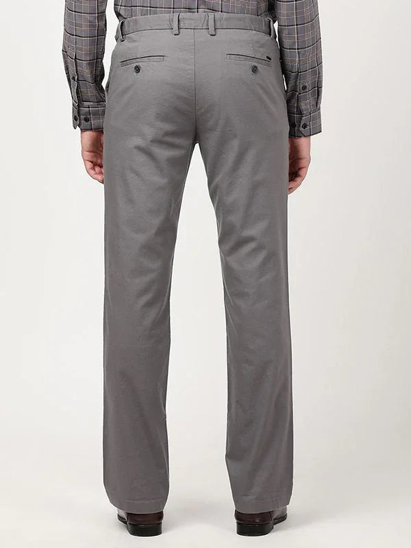 Solid Regular Fit Trousers - Grey t4option_3