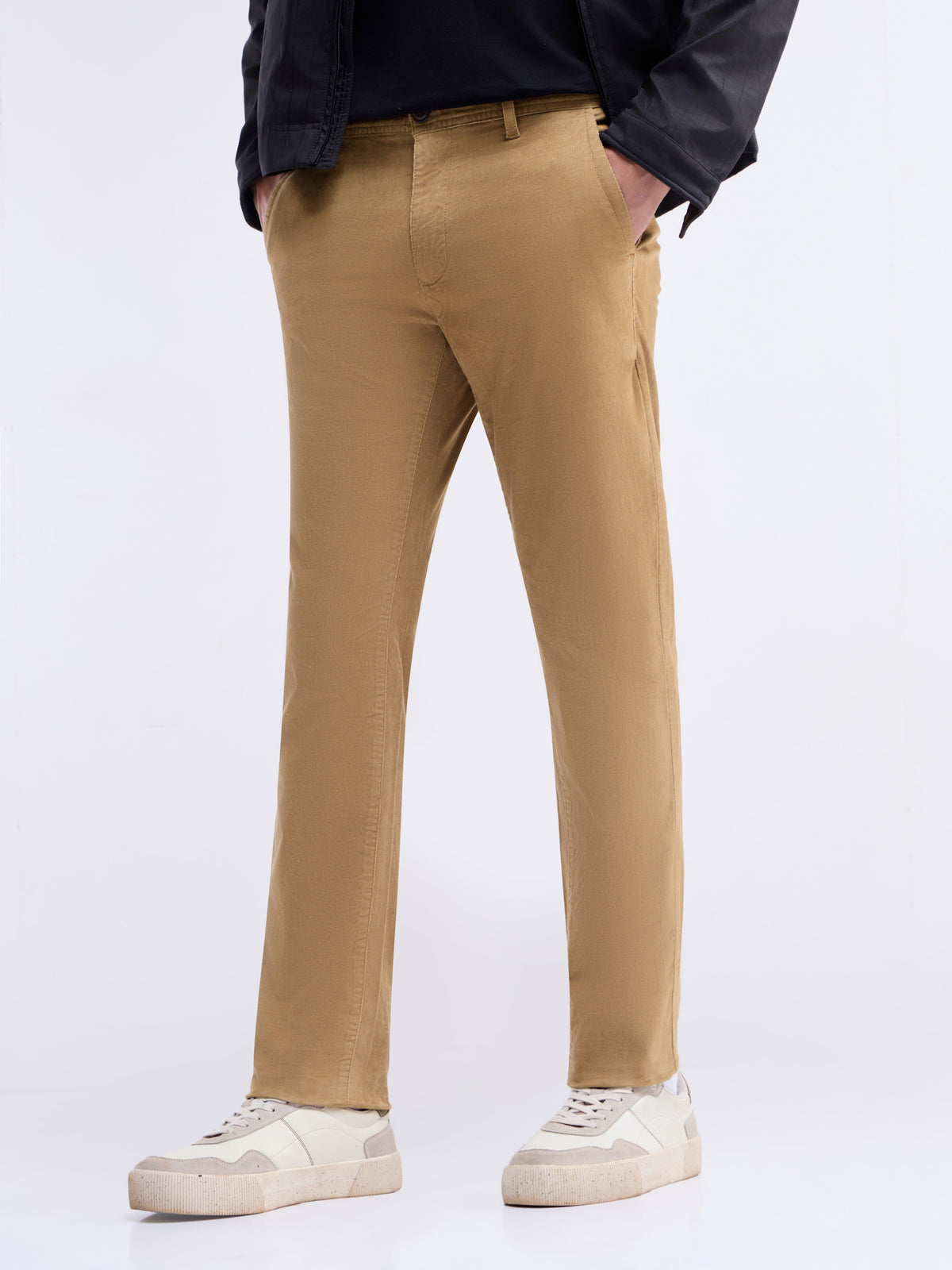 Solid Slim Fit Trousers - Brit Khaki t4option_3