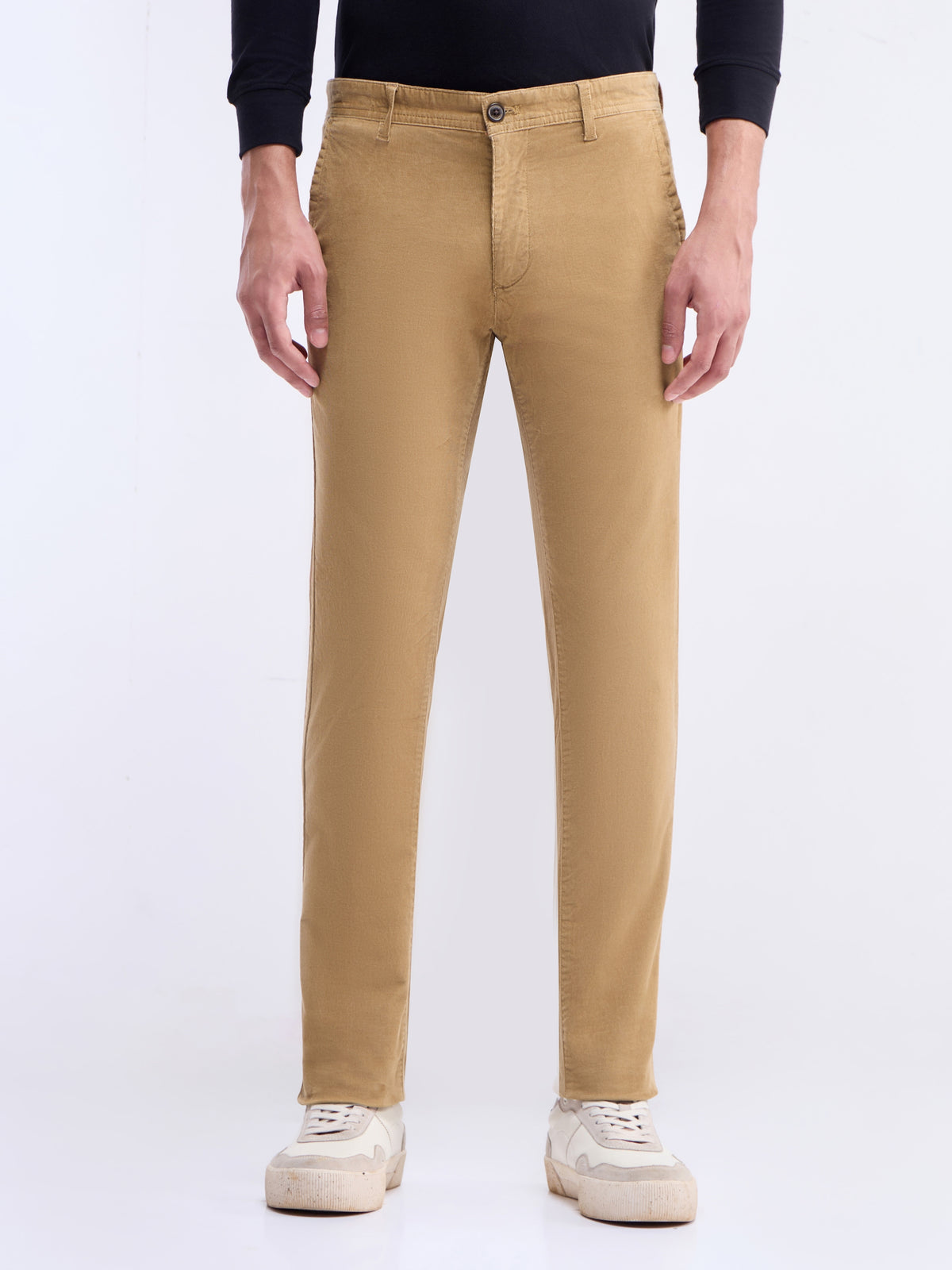 Solid Slim Fit Trousers - Brit Khaki t4option_3