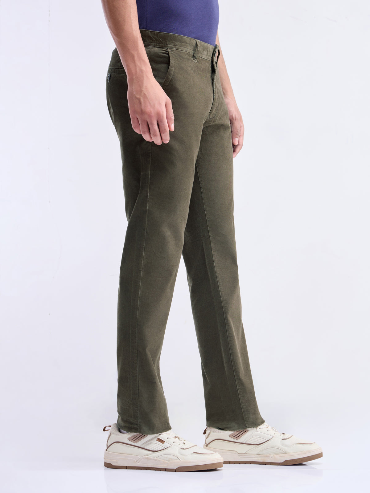 Solid Slim Fit Trousers - Olive t4option_0