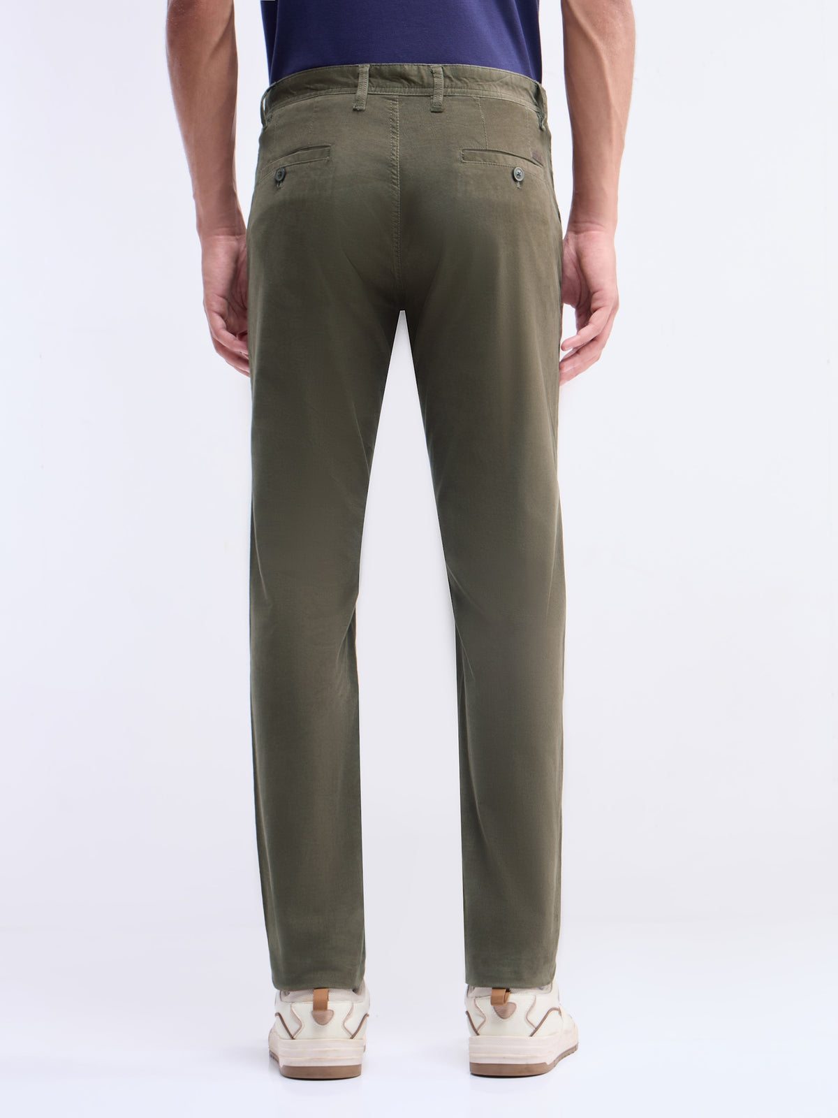 Solid Slim Fit Trousers - Olive t4option_0
