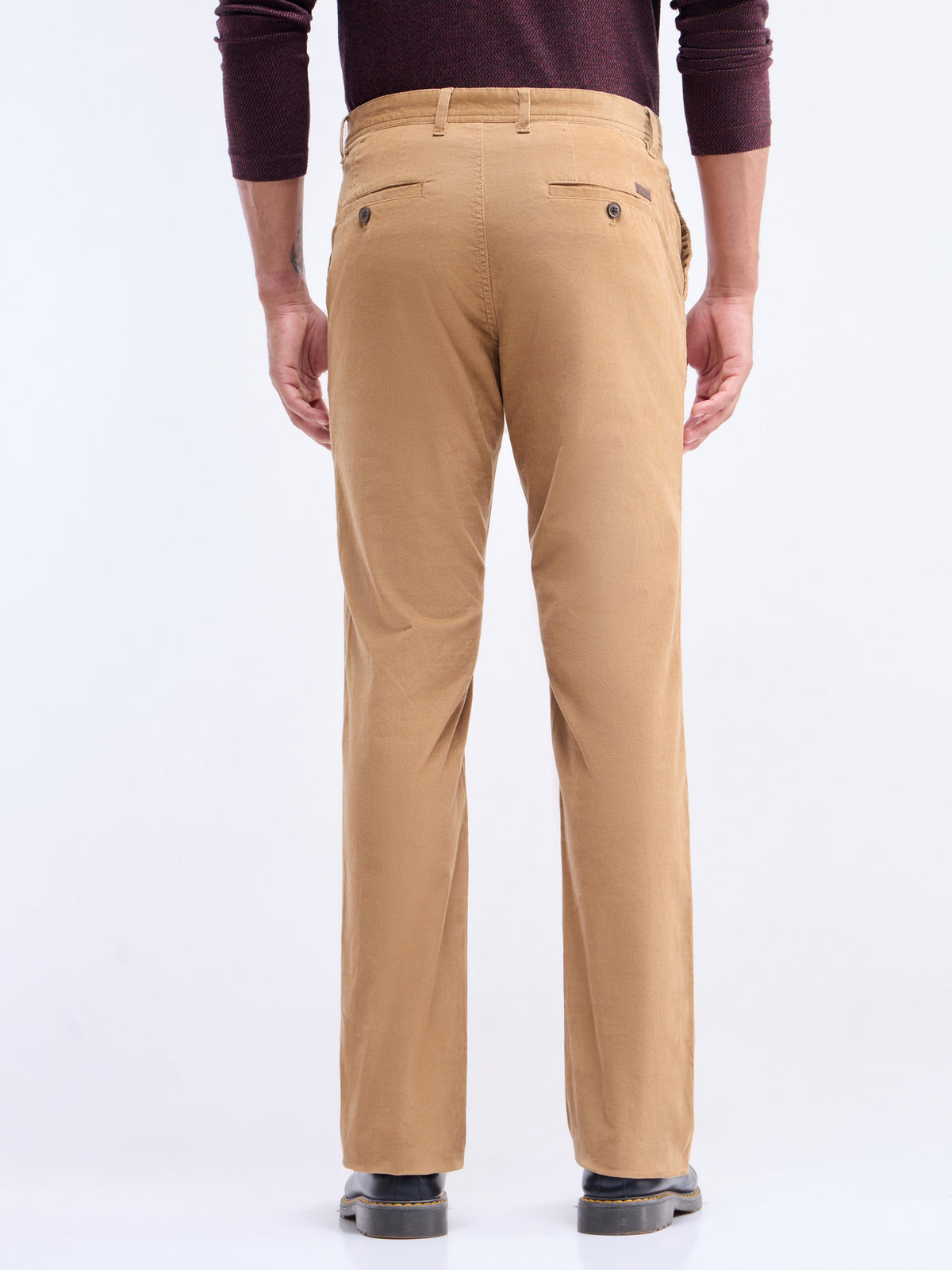 Solid Regular Fit Trousers - Brit Khaki t4option_5