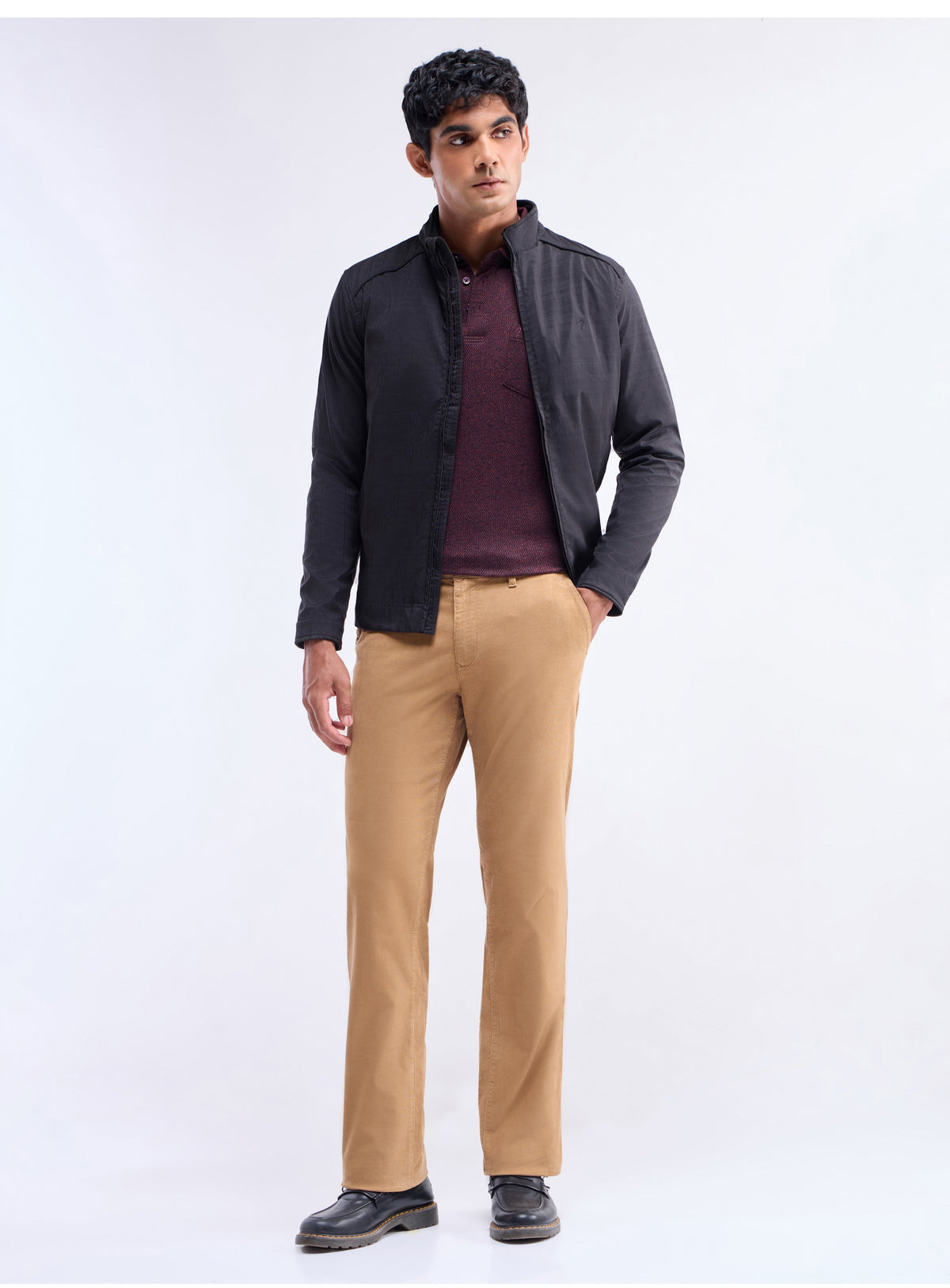 Solid Regular Fit Trousers - Brit Khaki t4option_5