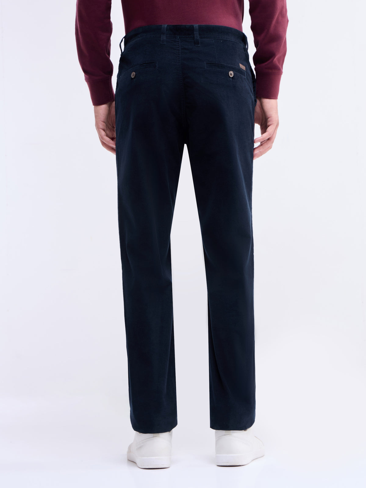 Solid Regular Fit Trousers - Navy t4option_2