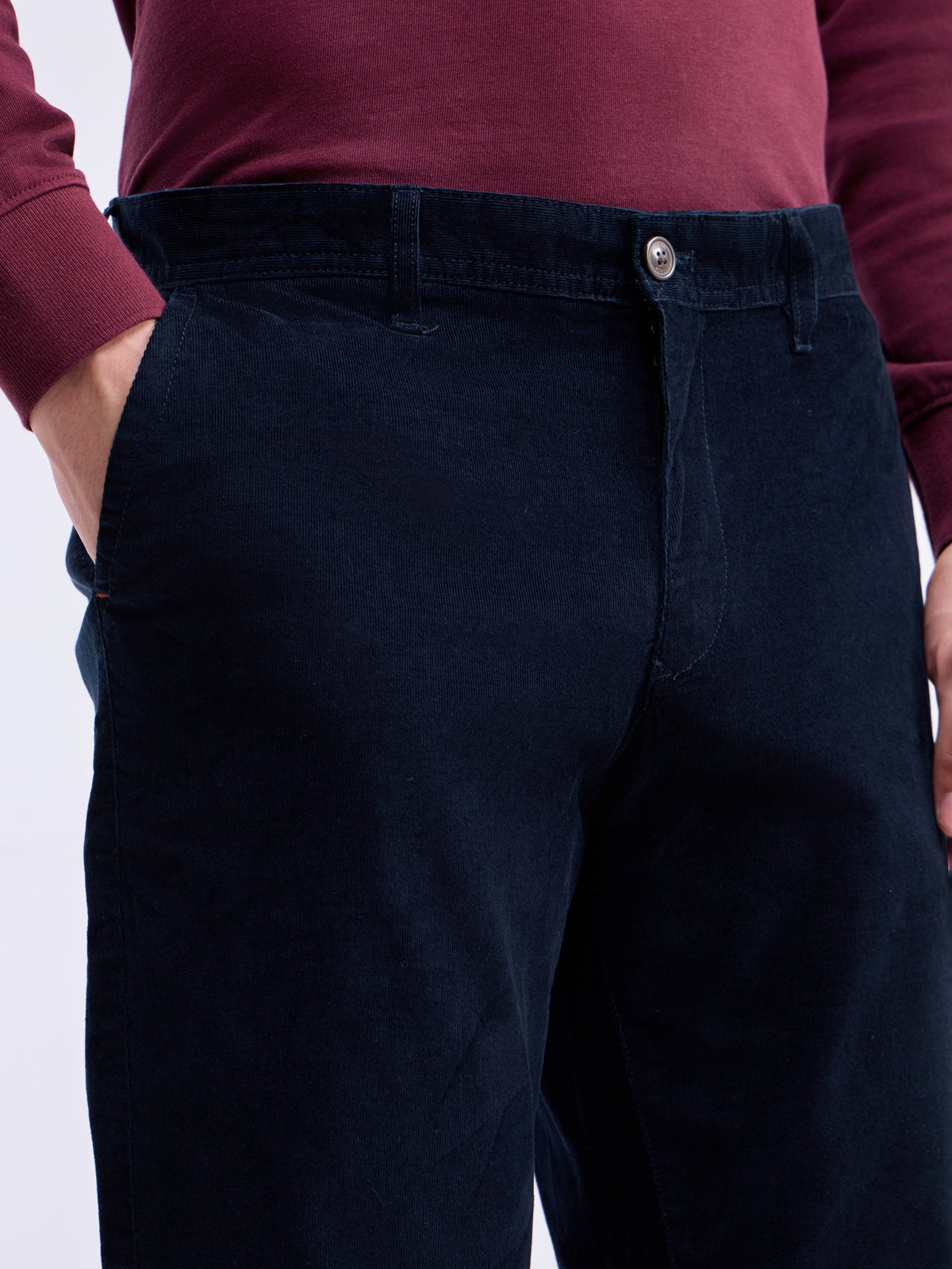 Solid Regular Fit Trousers - Navy t4option_2