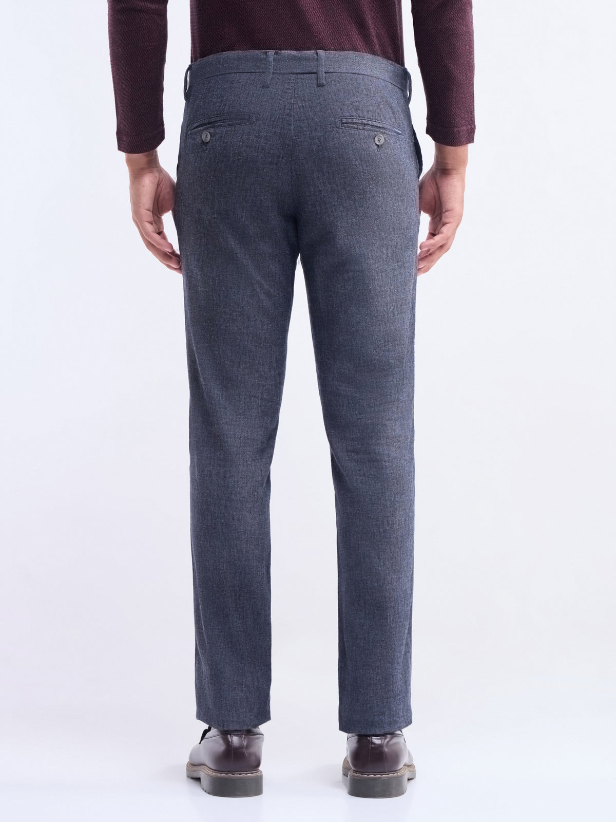 Solid Slim Fit Trousers - Dark Grey t4option_1