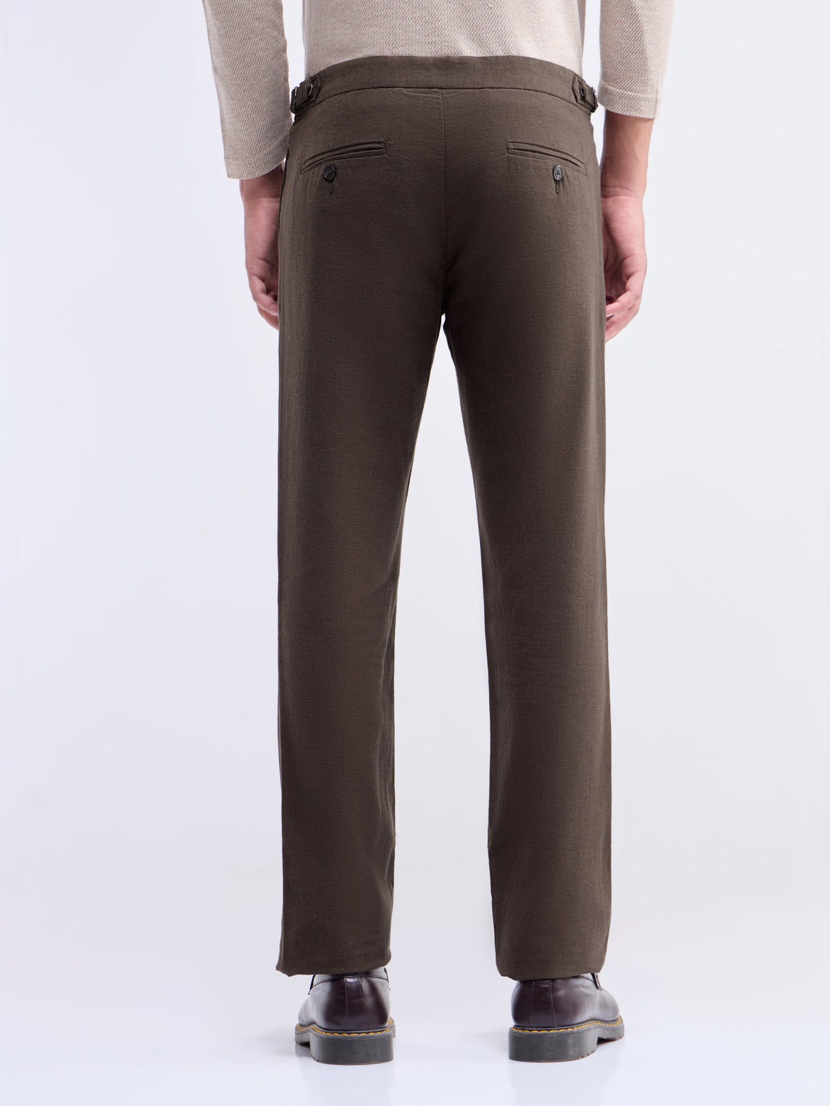 Solid Regular Fit Trousers - Choco t4option_0
