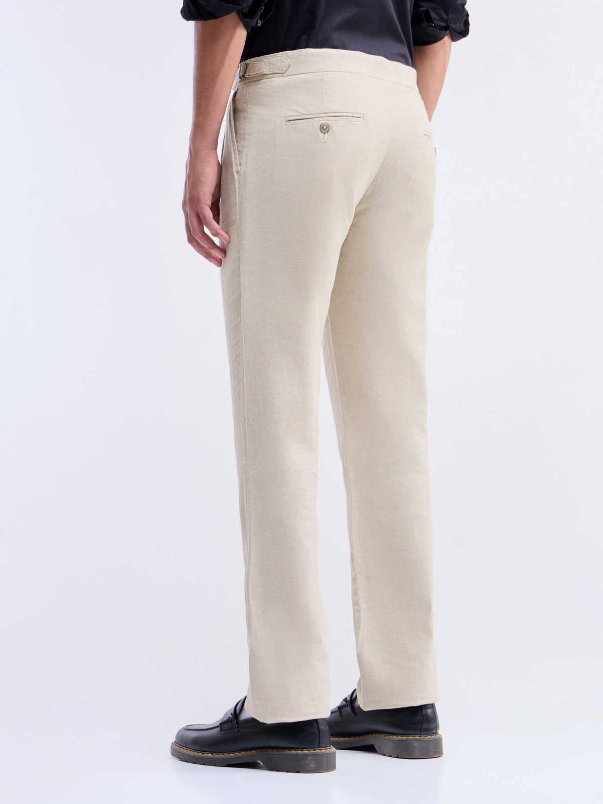 Solid Regular Fit Trousers - Natural t4option_1