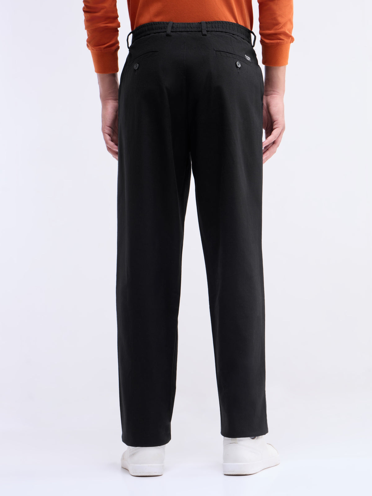 Solid Regular Fit Trousers - Black t4option_0