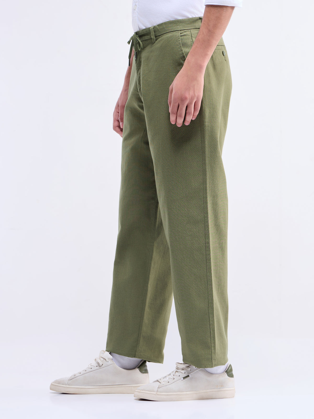Solid Regular Fit Trousers - Olive t4option_2