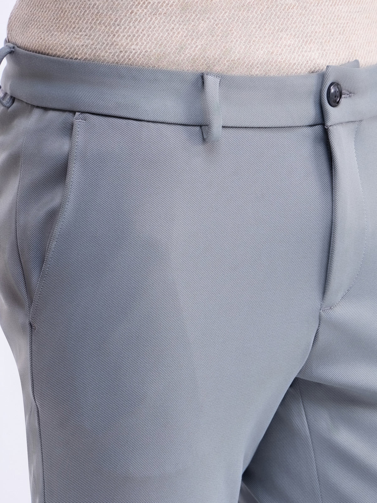 Printed Slim Fit Trousers - Grey t4option_0