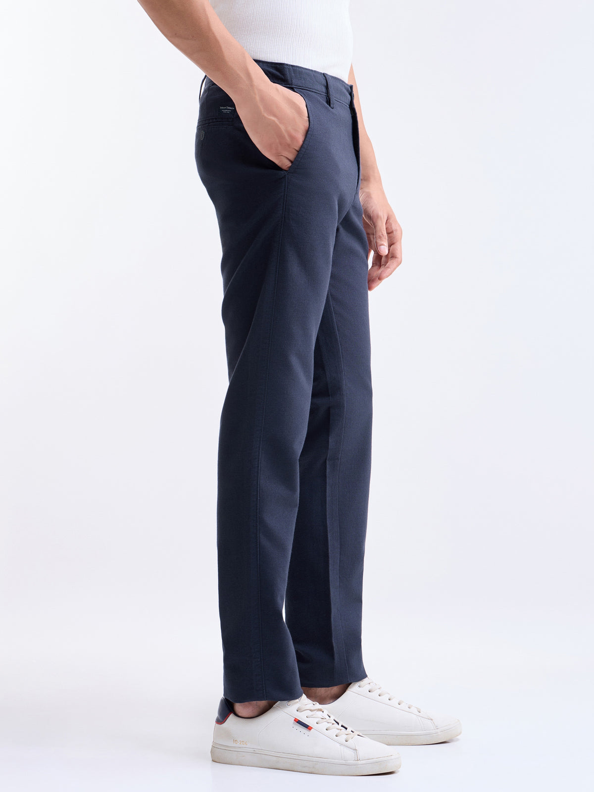 Solid Slim Fit Trousers - Navy t4option_1