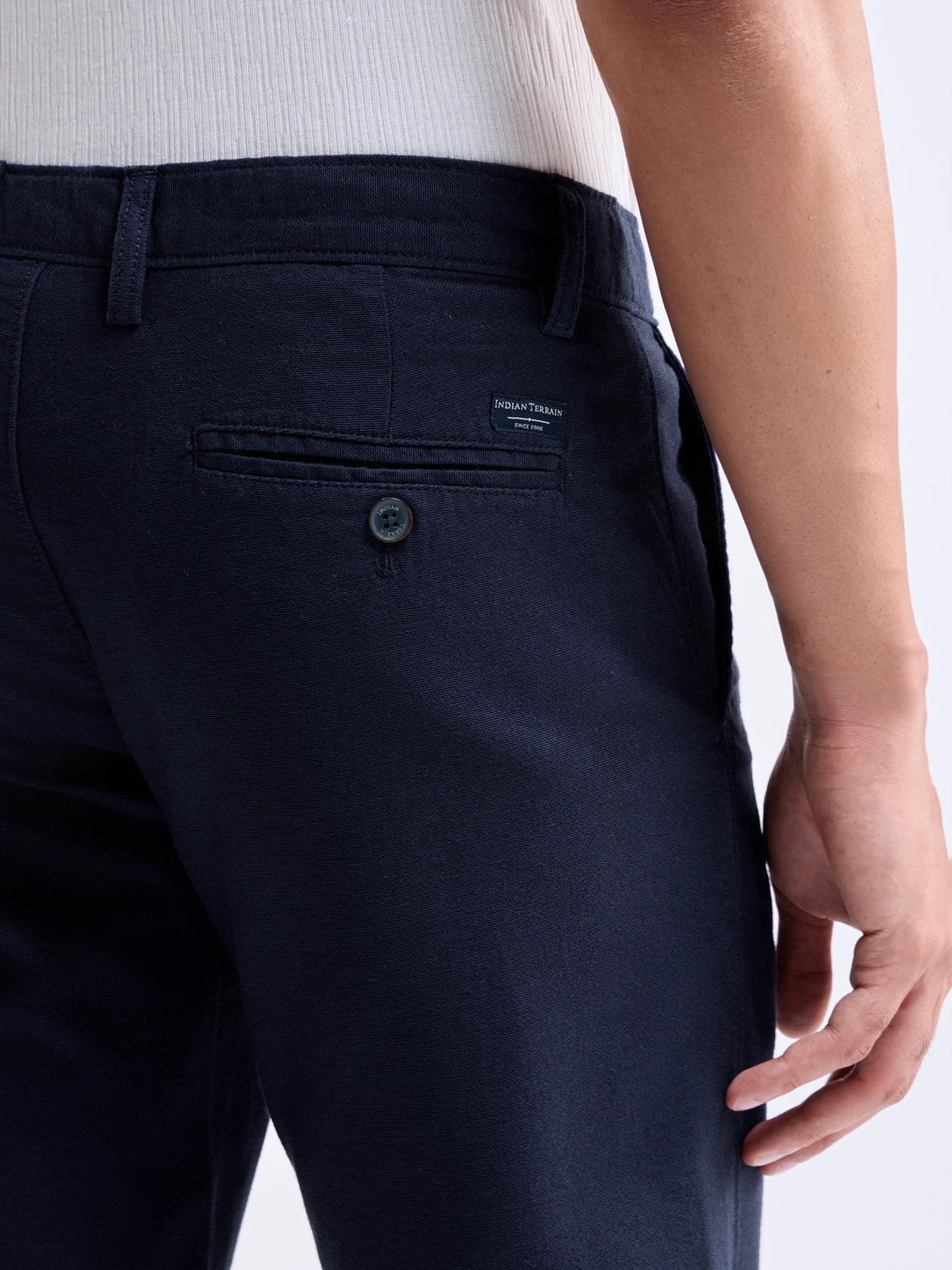 Solid Slim Fit Trousers - Navy t4option_1