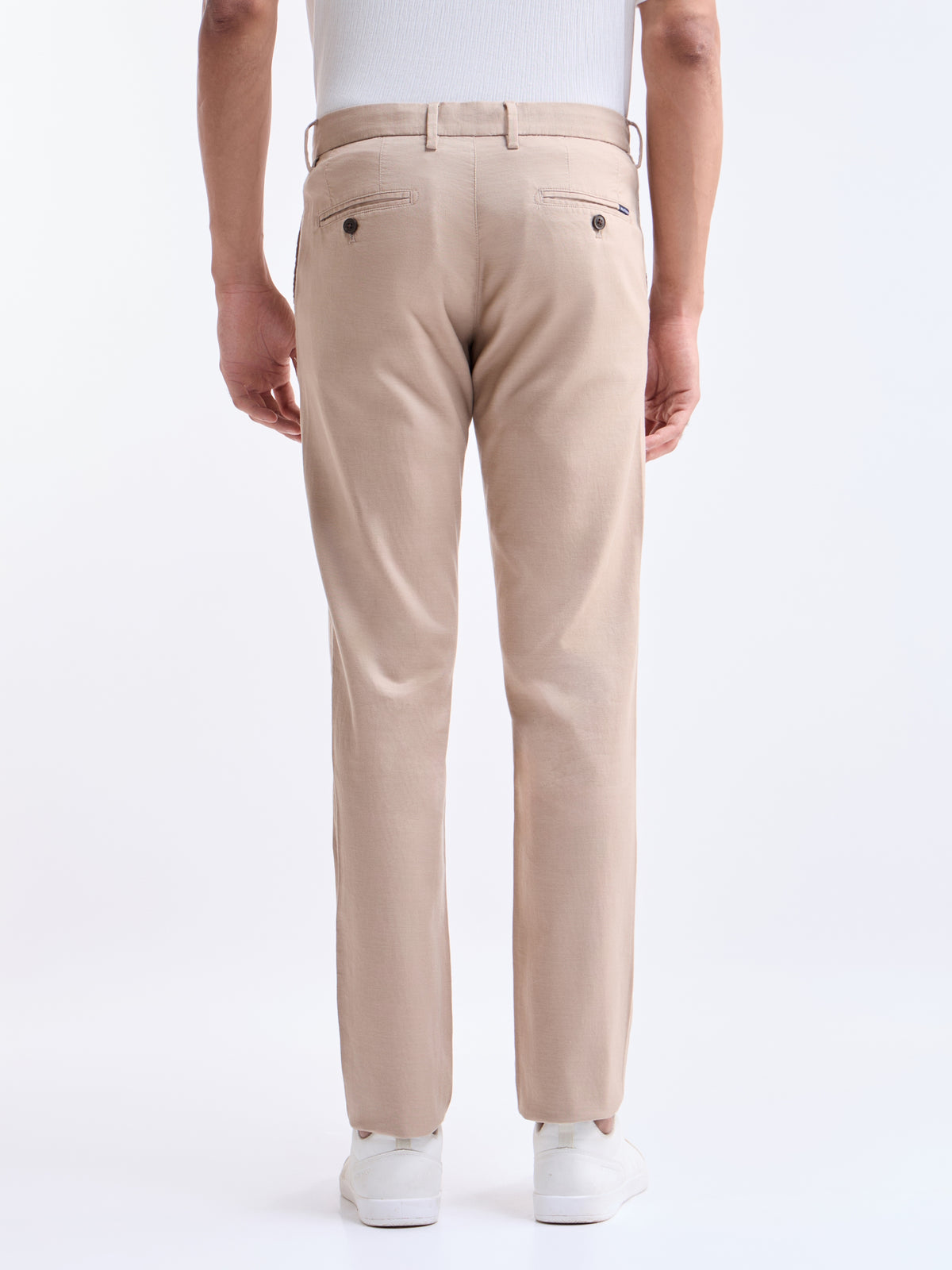 Solid Slim Fit Trousers - Lt Khaki t4option_1