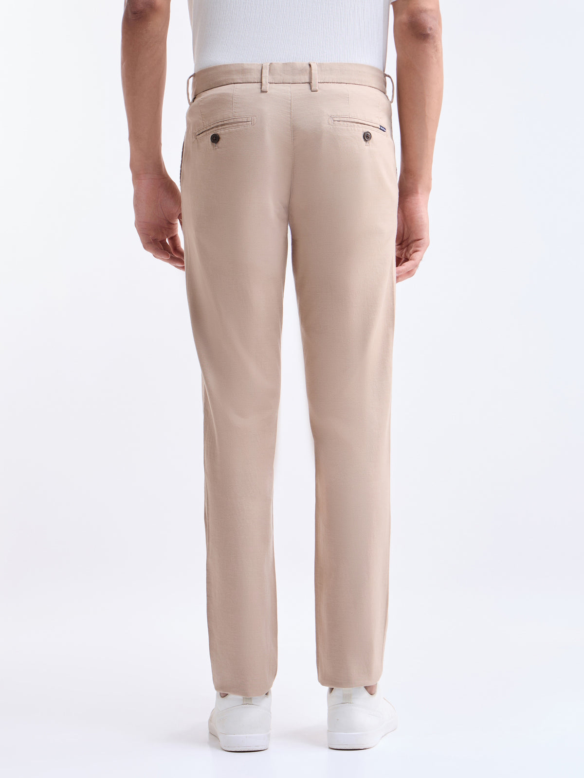 Solid Slim Fit Trousers - Lt Khaki t4option_1