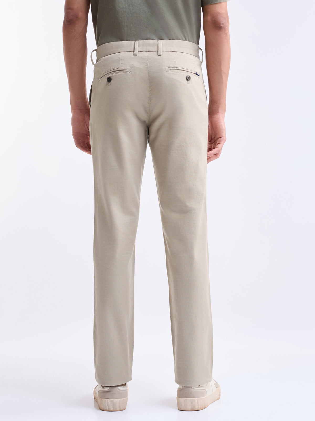 Solid Regular Fit Trousers - Lt Khaki t4option_1