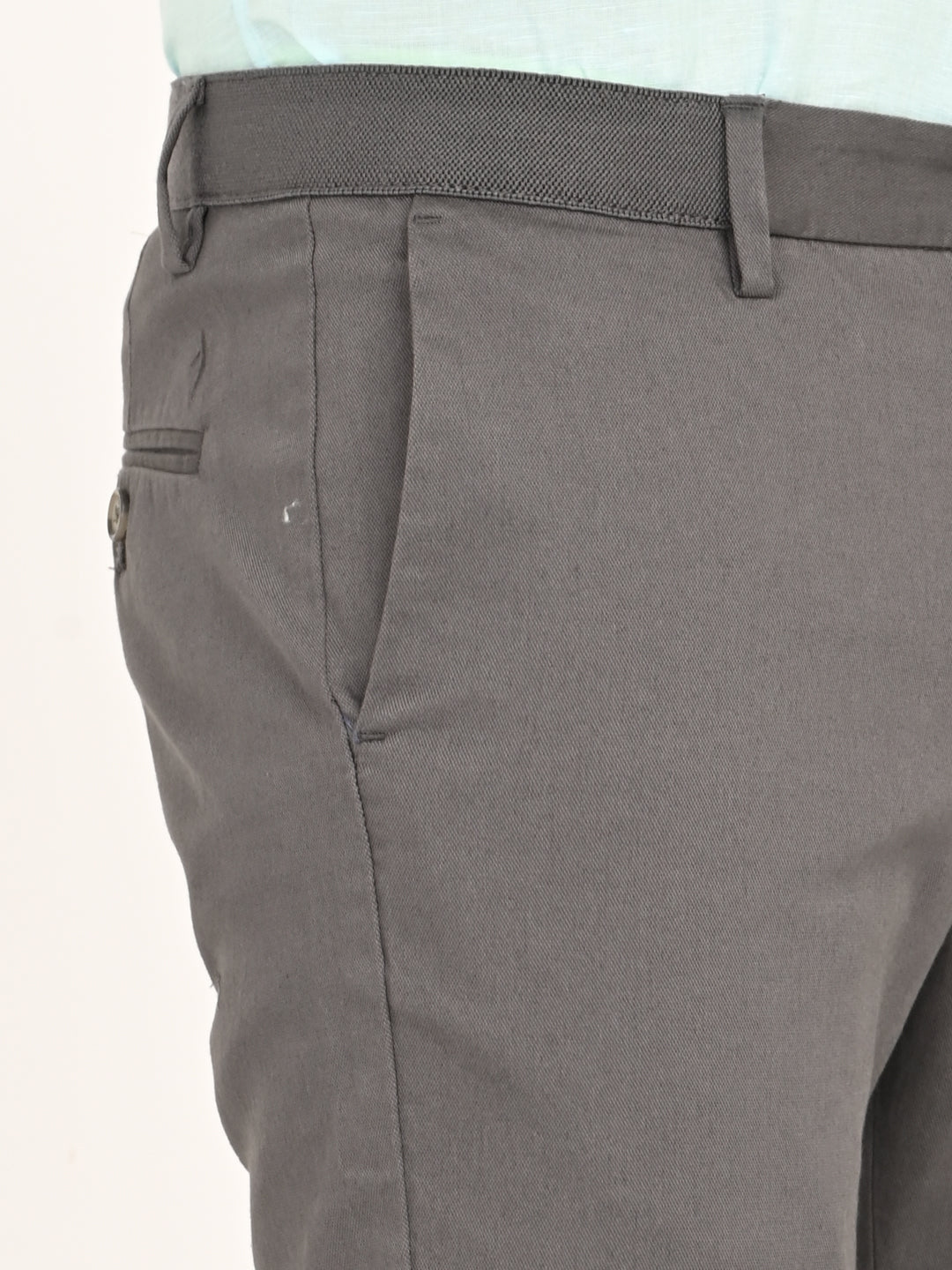 Solid Slim Fit Trousers - Charcoal t4option_3
