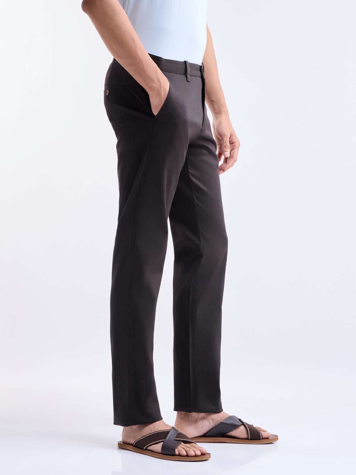 Solid Slim Fit Trousers - Dark Choco t4option_1