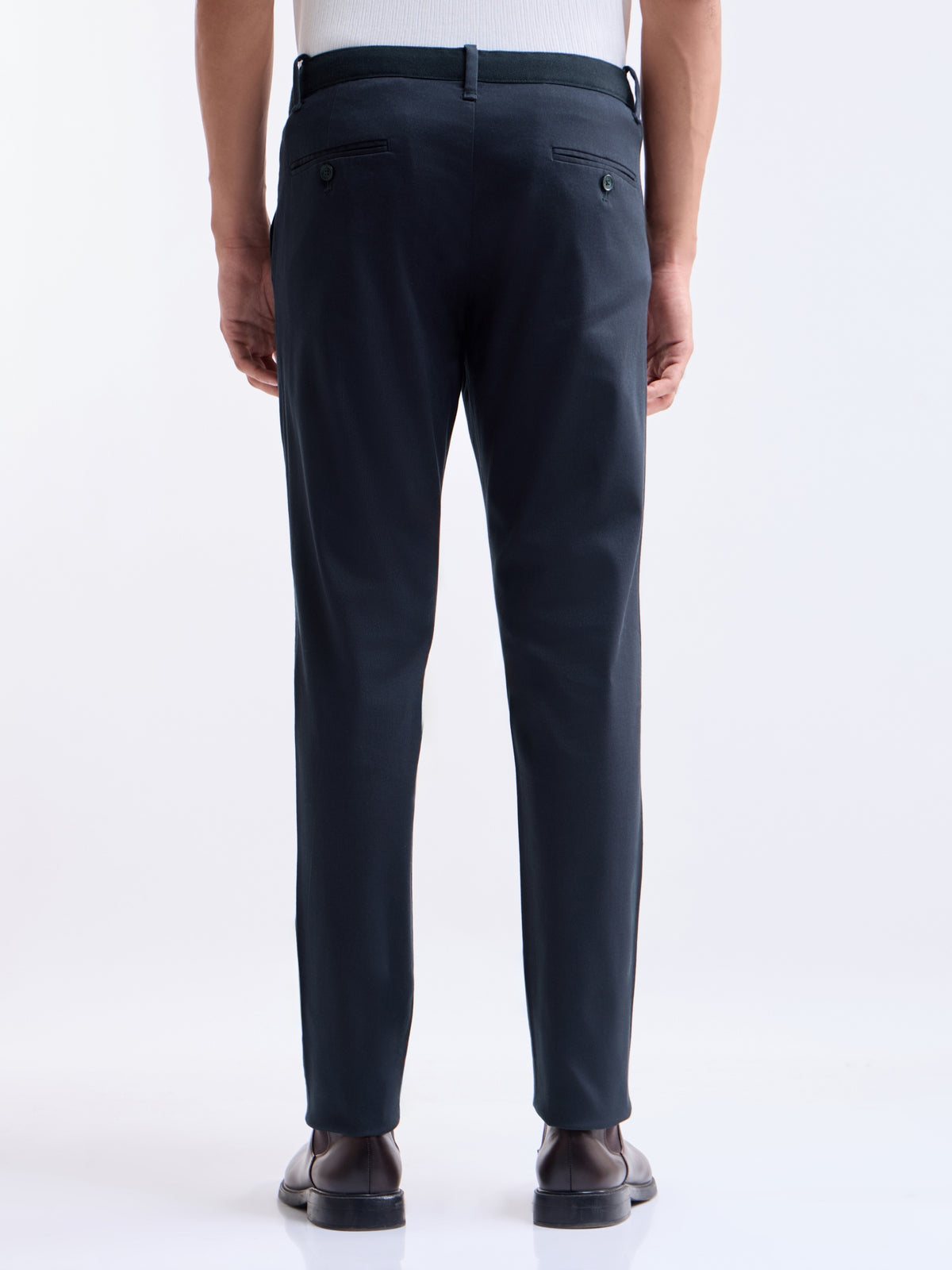 Solid Slim Fit Trousers - Dark Navy t4option_7