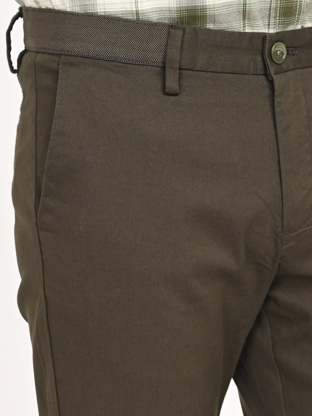 Solid Slim Fit Trousers - Dark Olive t4option_2