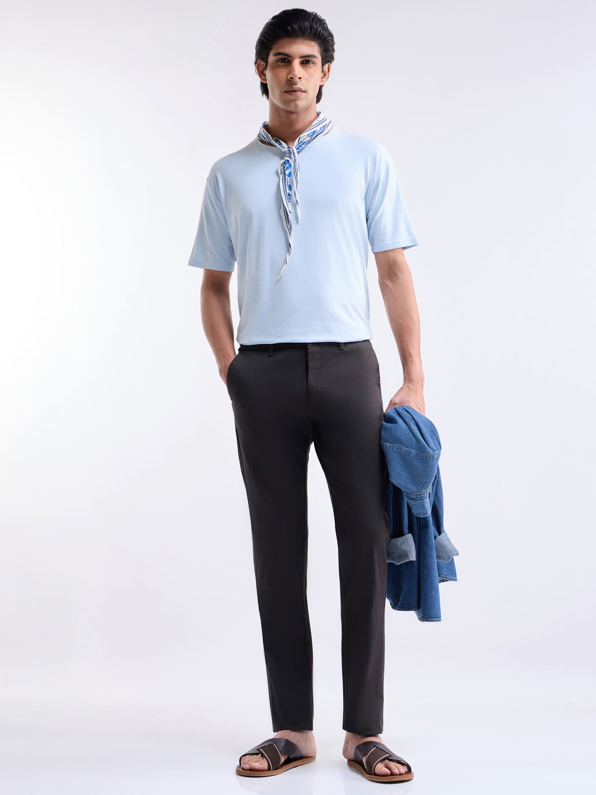 Solid Slim Fit Trousers - Dark Choco t4option_1