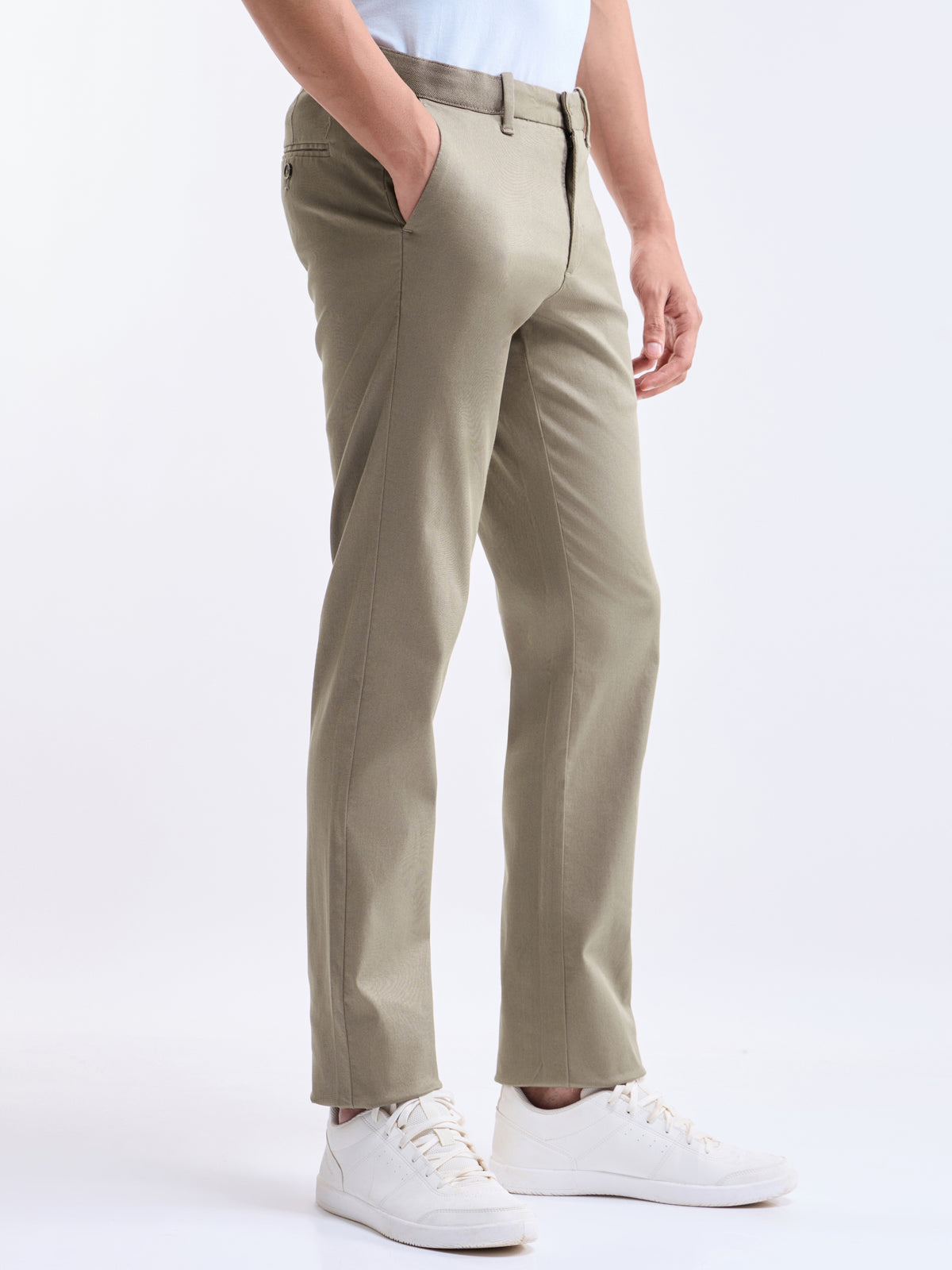 Solid Slim Fit Trousers - Lt Brown t4option_4