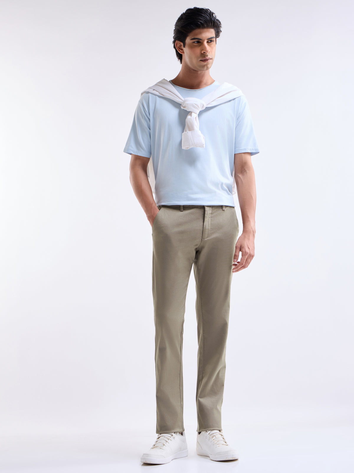 Solid Slim Fit Trousers - Lt Brown t4option_4