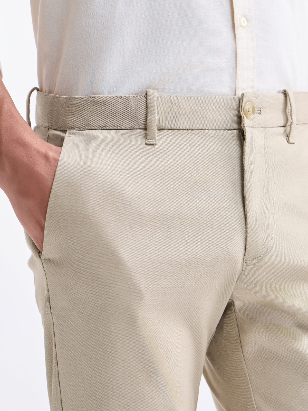 Solid Slim Fit Trousers - Lt Khaki t4option_8